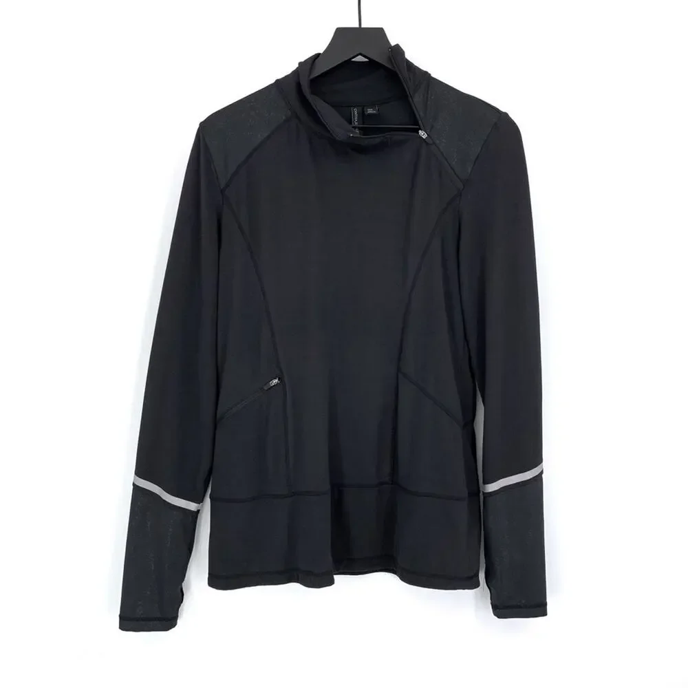CYNTHIA ROWLEY Activewear Asymmetrical Zip Pullover Jacket Black M